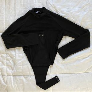 Black Long-Sleeve One-Piece Top
